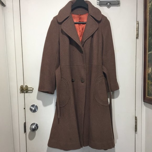 VINTAGE MALANSON LONG WOOL BELTED COATS SIZE M - Picture 2 of 9